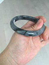 Load image into Gallery viewer, 52.4mm Certified 100% natural Type A black/white oval jadeite jade bangle AF93-2676
