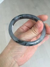 Load image into Gallery viewer, 52.4mm Certified 100% natural Type A black/white oval jadeite jade bangle AF93-2676
