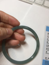Load image into Gallery viewer, 60.1mm Certified Type A 100% Natural green/ blue/ black/ grey slim round cut Guatemala Jadeite bangle PC68-7022
