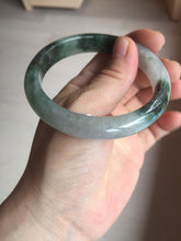 Load image into Gallery viewer, 58mm Certificated icy watery dark green/black/white seaweed jadeite jade bangle S82-7077
