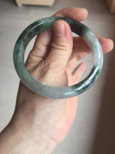 Load image into Gallery viewer, 58mm Certificated icy watery dark green/black/white seaweed jadeite jade bangle S82-7077
