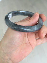 Load image into Gallery viewer, 52.4mm Certified 100% natural Type A black/white oval jadeite jade bangle AF93-2676
