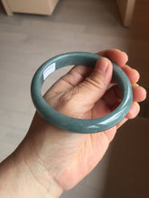 Load image into Gallery viewer, 60.9mm Certified Type A 100% Natural deep sea dark green/blue/gray/black Guatemala Jadeite bangle PB115-6428
