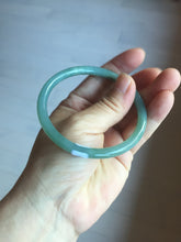 Load image into Gallery viewer, 58.5mm Certified Type A 100% Natural light green/blue/gray Guatemala slim round cut Jadeite bangle PD72-8135
