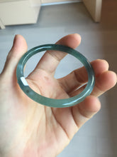 Load image into Gallery viewer, 55.7mm Certified Type A 100% Natural icy watery spring-water green/blue/gray Guatemala slim round cut Jadeite bangle PA104-5534
