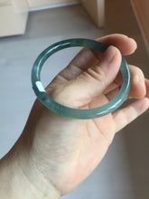 Load image into Gallery viewer, 55.7mm Certified Type A 100% Natural icy watery spring-water green/blue/gray Guatemala slim round cut Jadeite bangle PA104-5534
