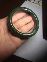 Load image into Gallery viewer, 卖了 53.8mm 100% Natural oily dark green/black nephrite Hetian Jade(碧玉)  bangle HT94
