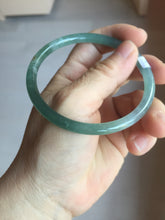 Load image into Gallery viewer, 60.5mm Certified Type A 100% Natural icy watery spring-water green/blue/gray Guatemala slim round cut Jadeite bangle PA103-5538
