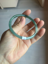 Load image into Gallery viewer, 60.5mm Certified Type A 100% Natural icy watery spring-water green/blue/gray Guatemala slim round cut Jadeite bangle PA103-5538

