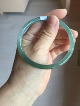 Load image into Gallery viewer, 60.5mm Certified Type A 100% Natural icy watery spring-water green/blue/gray Guatemala slim round cut Jadeite bangle PA103-5538
