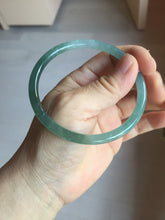 Load image into Gallery viewer, 60.5mm Certified Type A 100% Natural icy watery spring-water green/blue/gray Guatemala slim round cut Jadeite bangle PA103-5538
