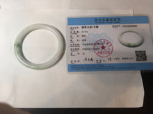 Load image into Gallery viewer, 55.4mm Certified 100% Natural type green/white with green floating flowers round cut Jadeite Jade bangle BK86-4660
