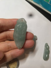 Load image into Gallery viewer, 100% Natural type A dark green/gray Jadeite Jade bamboo shoot/lotus pod/Four Seasons Fortune Bean pendant AX31
