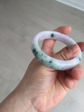 Load image into Gallery viewer, 54.4mm certified 100% natural Type A light purple with sunny green flying flowers jadeite jade bangle BL105-8717
