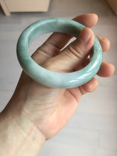 Load image into Gallery viewer, 56.3mm certified 100% natural type A light green white chubby jadeite jade bangle BQ62-6872
