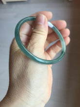 Load image into Gallery viewer, 57.4mm Certified Type A 100% Natural icy watery spring-water green/blue/gray Guatemala slim round cut Jadeite bangle PA101-5537
