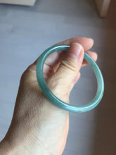 Load image into Gallery viewer, 55.5mm Certified Type A 100% Natural light green/blue/gray Guatemala slim round cut Jadeite bangle PD68-1470
