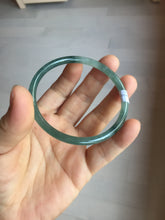 Load image into Gallery viewer, 57.4mm Certified Type A 100% Natural icy watery spring-water green/blue/gray Guatemala slim round cut Jadeite bangle PA101-5537
