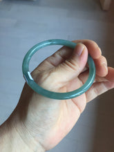 Load image into Gallery viewer, 55.5mm Certified Type A 100% Natural light green/blue/gray Guatemala slim round cut Jadeite bangle PD68-1470
