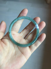 Load image into Gallery viewer, 55.5mm Certified Type A 100% Natural light green/blue/gray Guatemala slim round cut Jadeite bangle PD68-1470
