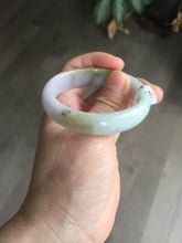 Load image into Gallery viewer, 47.5mm Certified Type A 100% Natural light green/purple/brown (Fu Lu Shou) oval Jadeite Jade bangle AT57-4197
