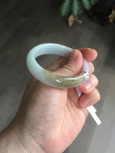 Load image into Gallery viewer, 47.5mm Certified Type A 100% Natural light green/purple/brown (Fu Lu Shou) oval Jadeite Jade bangle AT57-4197
