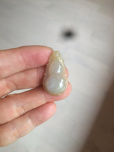 Load image into Gallery viewer, 100% natural type A icy watery yellow/purple/brown Jadeite jade gourd ( 葫芦, 福禄) pendant AQ69
