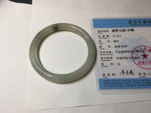 Load image into Gallery viewer, 54.2mm Certified type A 100% Natural light green yellow brown floating seaweed round cut Jadeite bangle E88-6622
