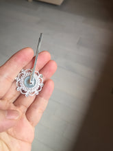Load image into Gallery viewer, 100% natural Type A sunny green red white Jadeite Bead flower hair clip PD167
