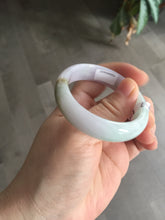 Load image into Gallery viewer, 47.5mm Certified Type A 100% Natural light green/purple/brown (Fu Lu Shou) oval Jadeite Jade bangle AT57-4197
