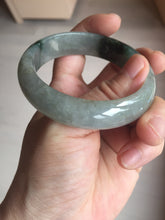 Load image into Gallery viewer, 53.7mm certificated Type A 100% Natural dark green gray black Jadeite Jade bangle S87-7052
