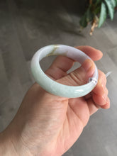 Load image into Gallery viewer, 47.5mm Certified Type A 100% Natural light green/purple/brown (Fu Lu Shou) oval Jadeite Jade bangle AT57-4197
