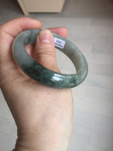 Load image into Gallery viewer, 53.7mm certificated Type A 100% Natural dark green gray black Jadeite Jade bangle S87-7052
