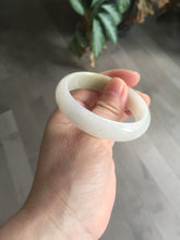 Load image into Gallery viewer, 47.5mm Certified Type A 100% Natural icy light green/white oval Jadeite Jade bangle Q61-6673
