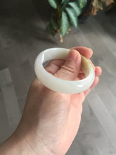 Load image into Gallery viewer, 47.5mm Certified Type A 100% Natural icy light green/white oval Jadeite Jade bangle Q61-6673
