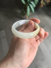 Load image into Gallery viewer, 47.5mm Certified Type A 100% Natural icy light green/white oval Jadeite Jade bangle Q61-6673
