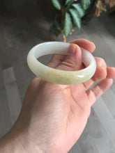 Load image into Gallery viewer, 47.5mm Certified Type A 100% Natural icy light green/white oval Jadeite Jade bangle Q61-6673
