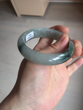 Load image into Gallery viewer, 53.7mm certificated Type A 100% Natural dark green gray black Jadeite Jade bangle S87-7052
