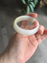 Load image into Gallery viewer, 47.5mm Certified Type A 100% Natural icy light green/white oval Jadeite Jade bangle Q61-6673
