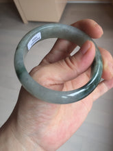 Load image into Gallery viewer, 53.7mm certificated Type A 100% Natural dark green gray black Jadeite Jade bangle S87-7052
