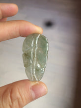 Load image into Gallery viewer, 100% natural type A icy watery light green/dark green jadeite jade leaf pendant group AZ100

