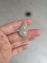 Load image into Gallery viewer, 100% natural type A icy watery yellow/purple/brown Jadeite jade gourd ( 葫芦, 福禄) pendant AQ69
