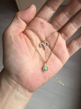Load image into Gallery viewer, 100% natural Type A sunny green Jadeite Bead Aries Sparkle Charm Two-Layer pendant Necklace PD165
