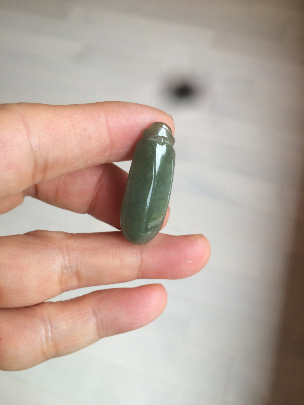 100% Natural dark green blessed melon Jadeite Jade pendant AQ70