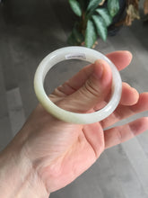 Load image into Gallery viewer, 47.5mm Certified Type A 100% Natural icy light green/white oval Jadeite Jade bangle Q61-6673
