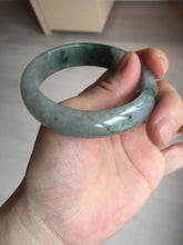 Load image into Gallery viewer, 53.7mm certificated Type A 100% Natural dark green gray black Jadeite Jade bangle S87-7052
