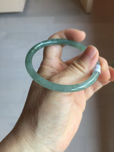 Load image into Gallery viewer, 56mm Certified Type A 100% Natural icy watery spring-water green/blue/gray Guatemala slim round cut Jadeite bangle PA98-5539
