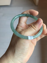 Load image into Gallery viewer, 56mm Certified Type A 100% Natural icy watery spring-water green/blue/gray Guatemala slim round cut Jadeite bangle PA98-5539
