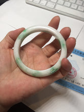 Load image into Gallery viewer, 57mm Certified Type A 100% Natural sunny green/white(白底青) Jadeite Jade bangle AY91-2805
