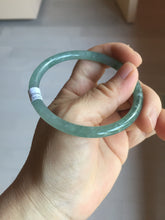 Load image into Gallery viewer, 56mm Certified Type A 100% Natural icy watery spring-water green/blue/gray Guatemala slim round cut Jadeite bangle PA98-5539

